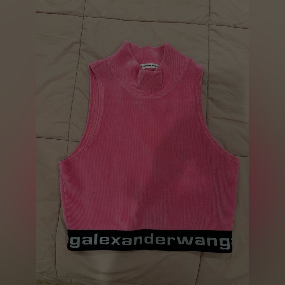 Alexander Wang pink cropped soft material shirt in size S